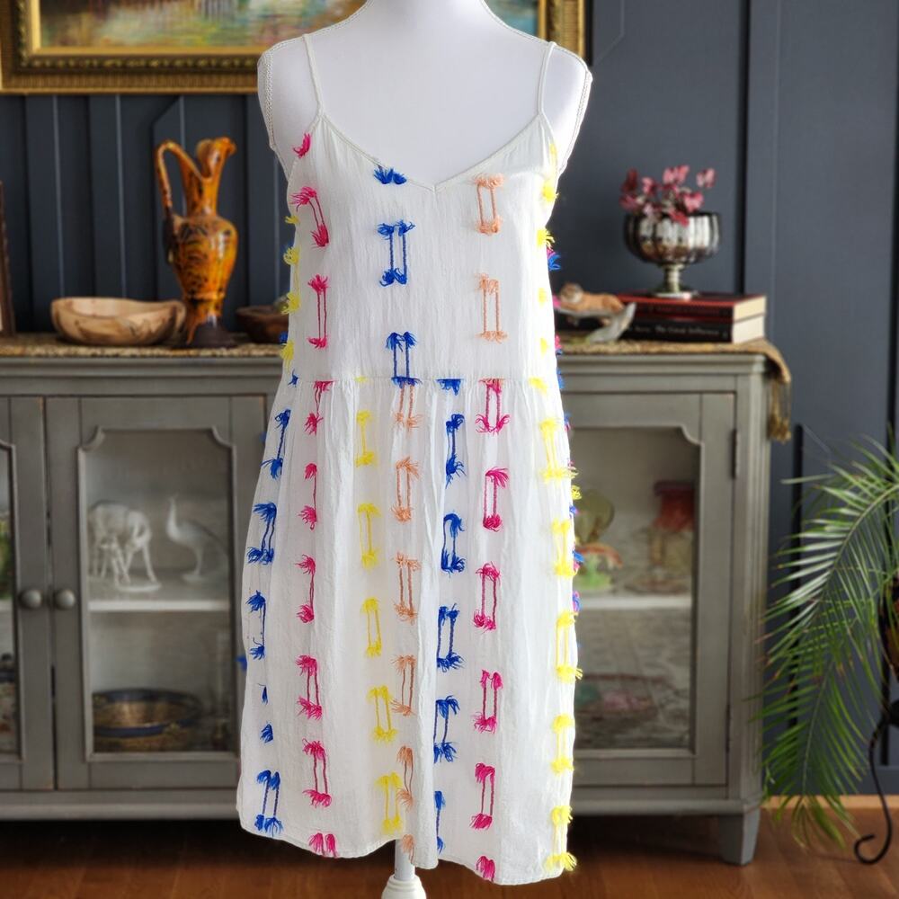 Lou & Grey LOFT Cotton Embroidered Tassel Sundress Size XS
